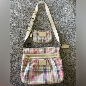 Coach Purse and Wallet Set Pink and Cream